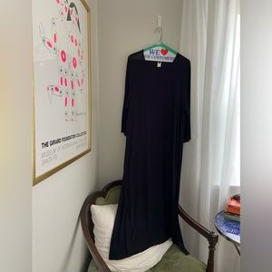 J. Jill Side Slit 3/4 Sleeve Black Knit Long Line Duster Sweater | L